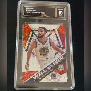2019-20 Panini Mosaic - Will to Win Stephen Curry #14 Silver Mosaic Prizm GMA 9